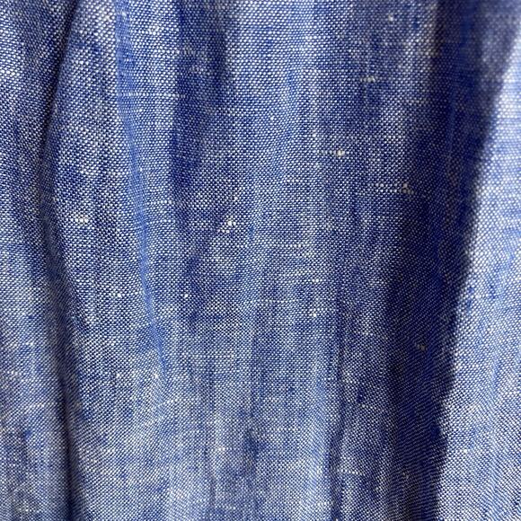 LL Bean Women's Blue Linen Tunic Top Est. Size L Coastal Nautical‎ Preppy Flowy - Picture 10 of 10